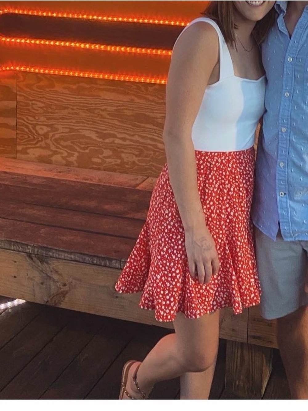 Pink Lily Red Floral Skort